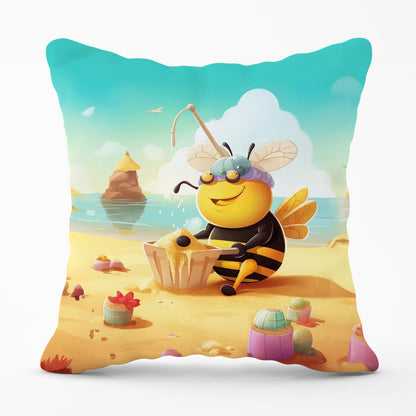 Bumblebee On A Beach Holiday Outdoor Cushion