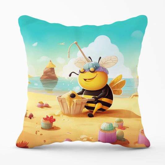 Bumblebee On A Beach Holiday Outdoor Cushion