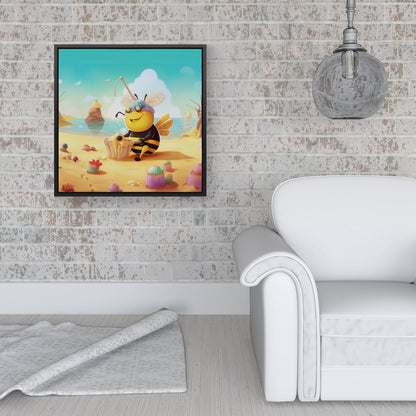 Bumblebee On A Beach Holiday Framed Canvas