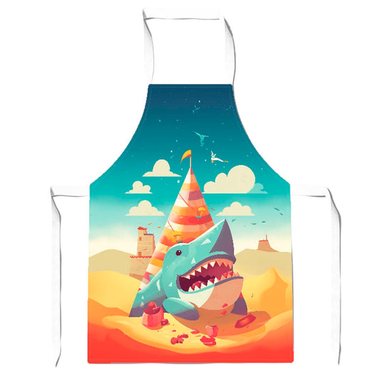 Shark On A Beach Holiday Apron