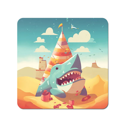 Shark On A Beach Holiday Coasters