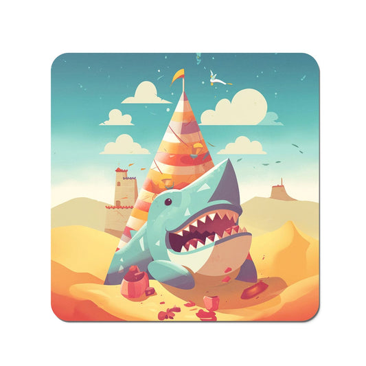 Shark On A Beach Holiday Coasters