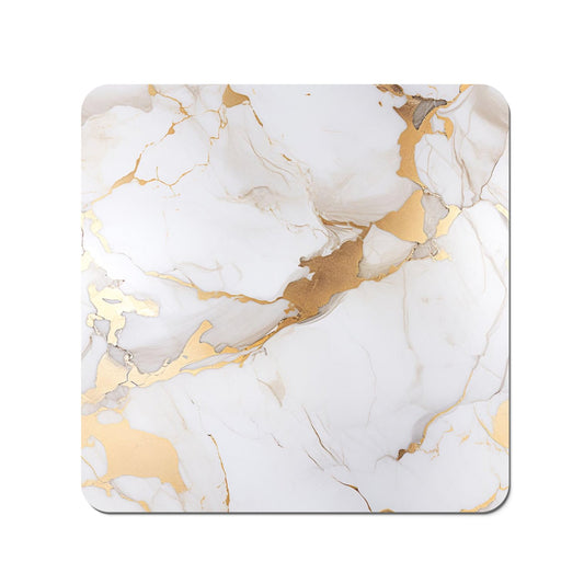 White Marble With Gold Coasters