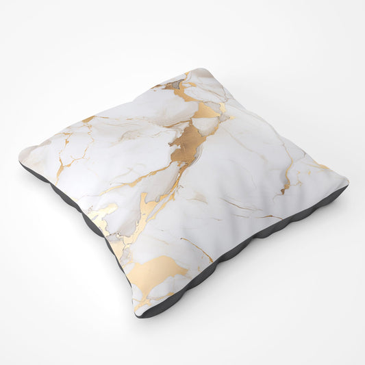 White Marble With Gold Floor Cushion