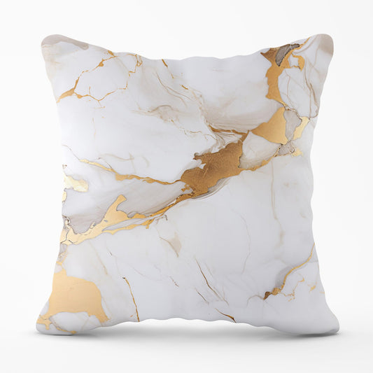 White Marble With Gold Outdoor Cushion