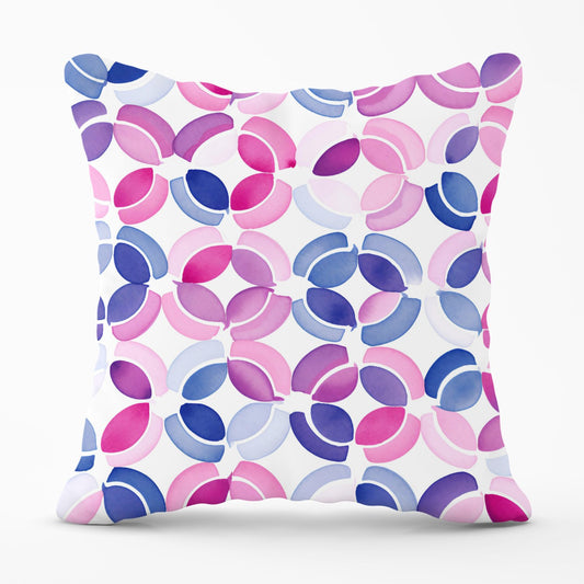 Interlocking Pink Blue Shape Outdoor Cushion