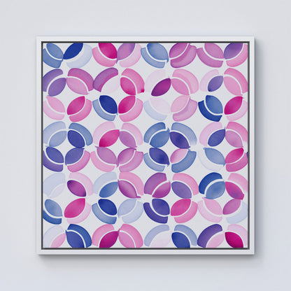 Interlocking Pink Blue Shape Framed Canvas