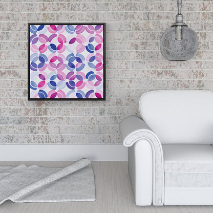 Interlocking Pink Blue Shape Framed Canvas