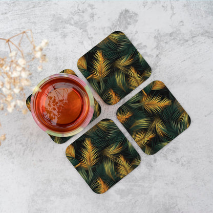 Golden Palm Leaves Coasters