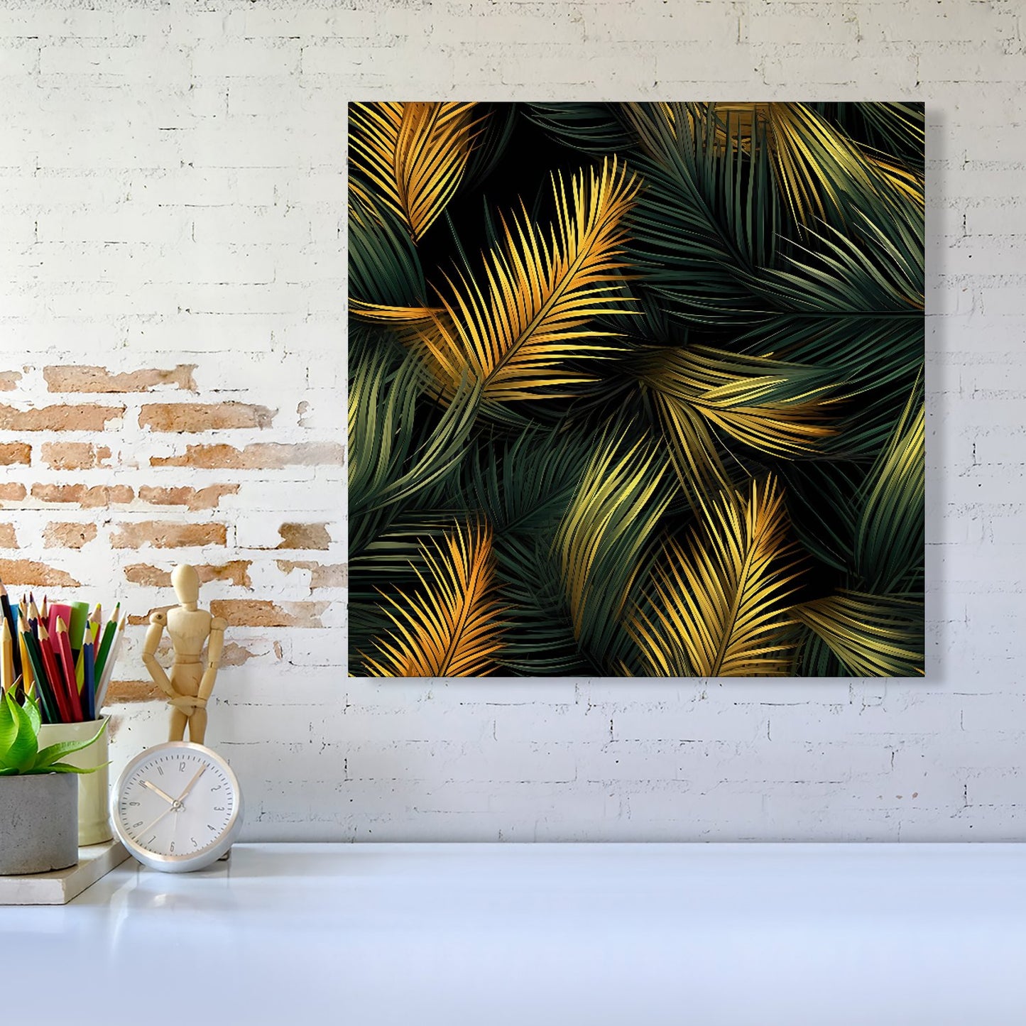 Golden Palm Leaves Canvas