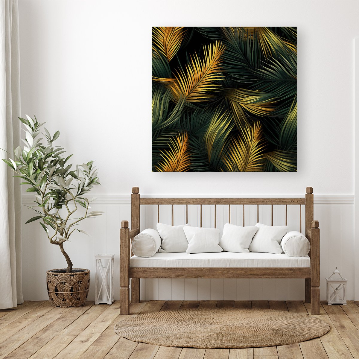 Golden Palm Leaves Canvas