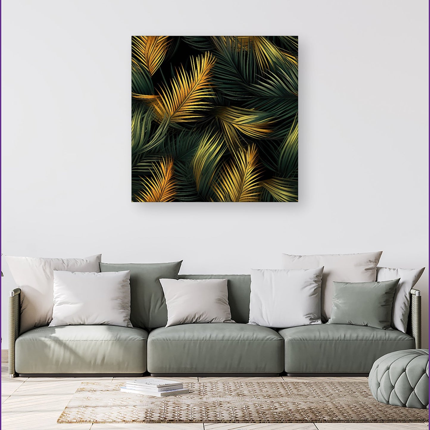 Golden Palm Leaves Canvas