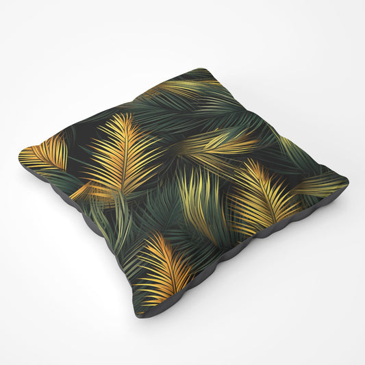 Golden Palm Leaves Floor Cushion