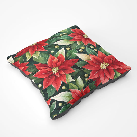 Poinsetta Watercolour Floor Cushion