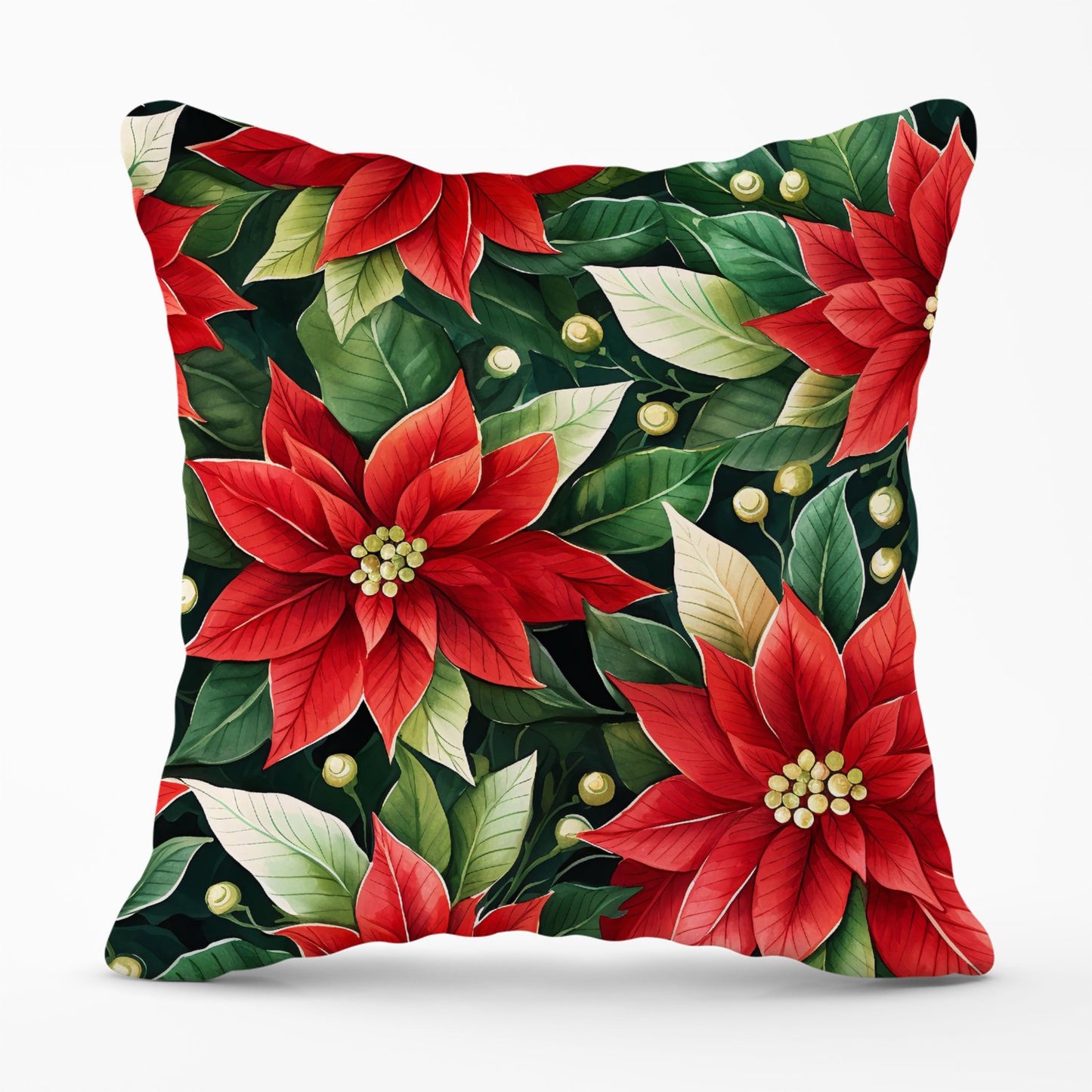 Poinsetta Watercolour Outdoor Cushion