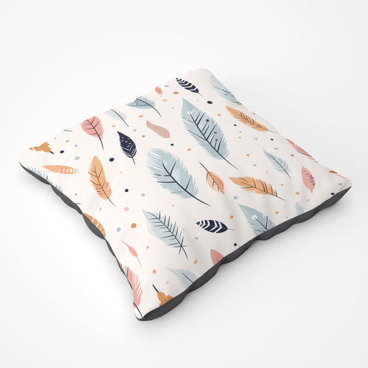 Pastel Feather Pattern Floor Cushion