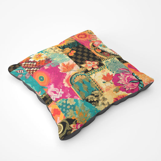 Patchwork Mixed Textiles Floor Cushion