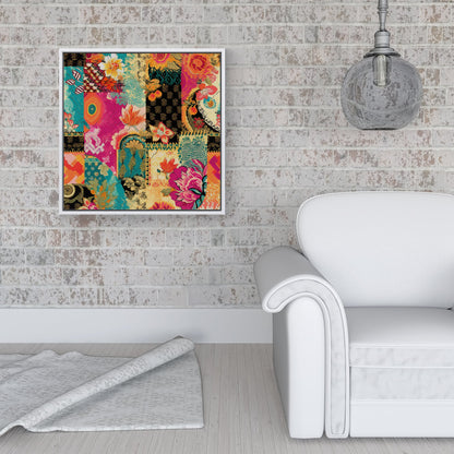 Patchwork Mixed Textiles Framed Canvas