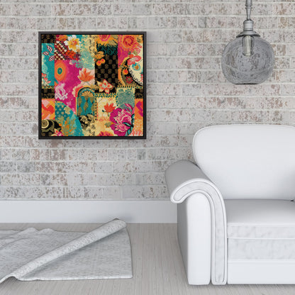 Patchwork Mixed Textiles Framed Canvas