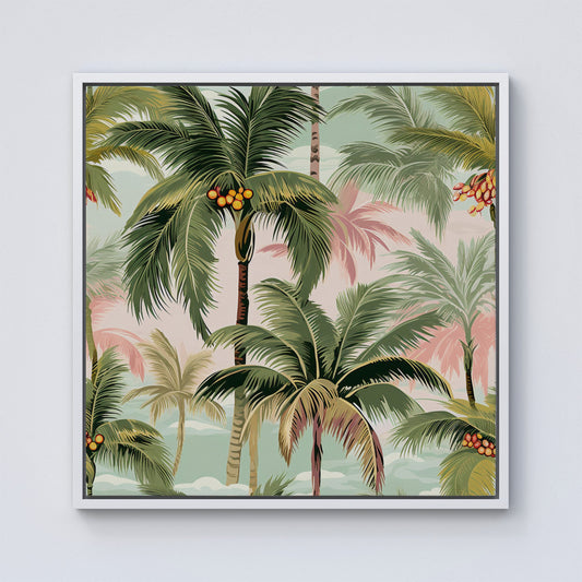 Palm Trees Pattern Framed Canvas