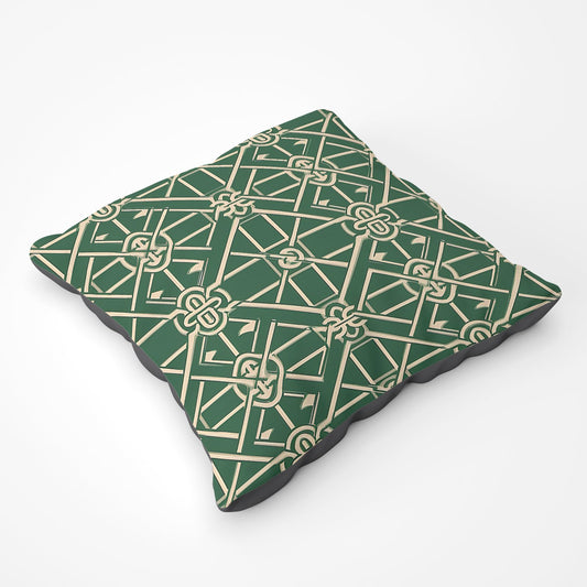 Green Lattice Design Floor Cushion