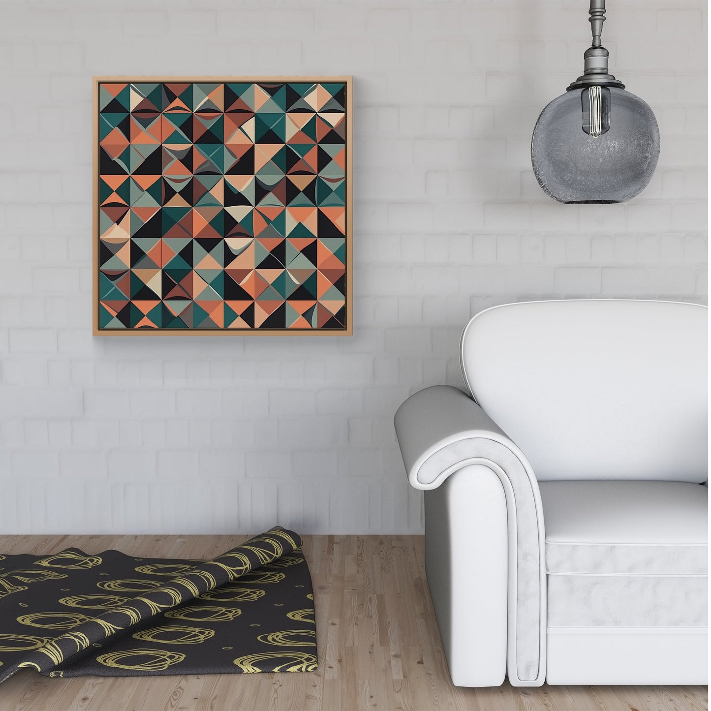 Geometric Print Pattern Framed Canvas