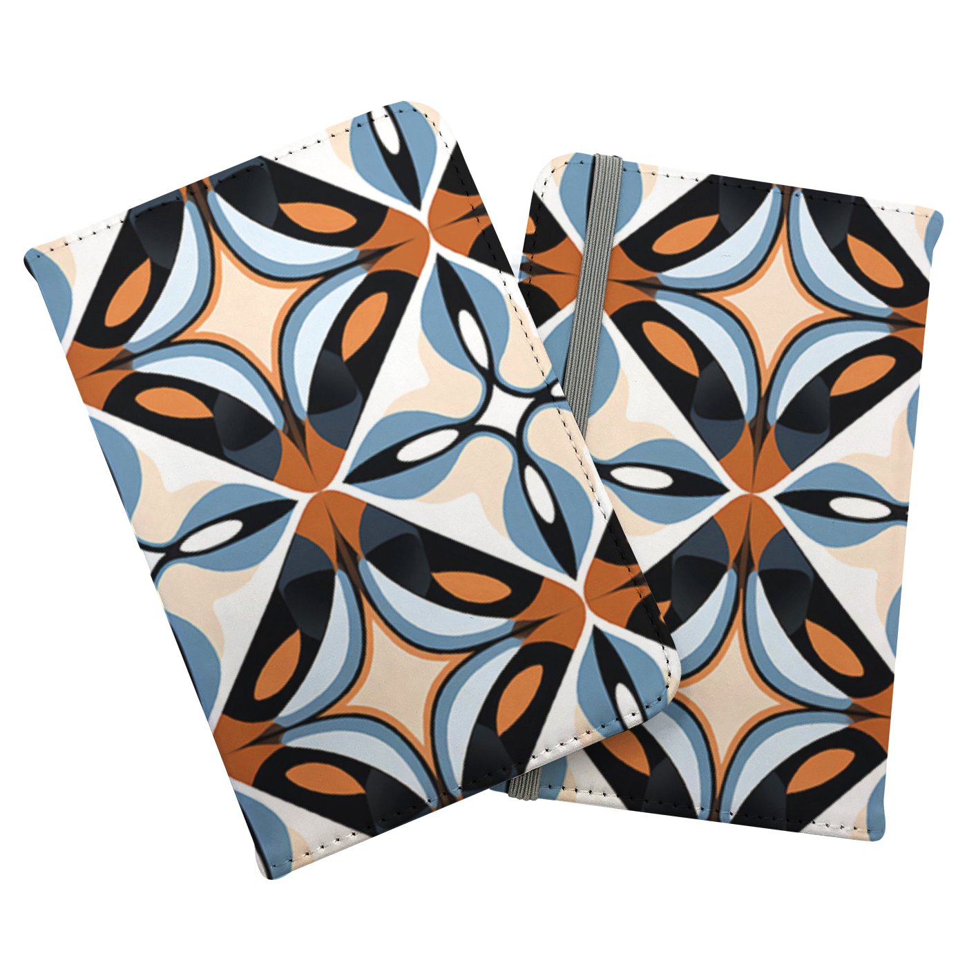 Brown And Blue Geometric Pattern Passport Cover