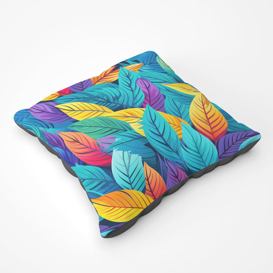 Bright Colourful Leaves Floor Cushion