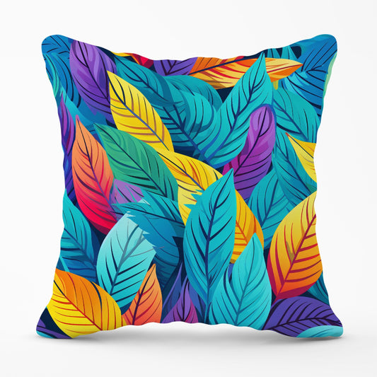 Bright Colourful Leaves Outdoor Cushion