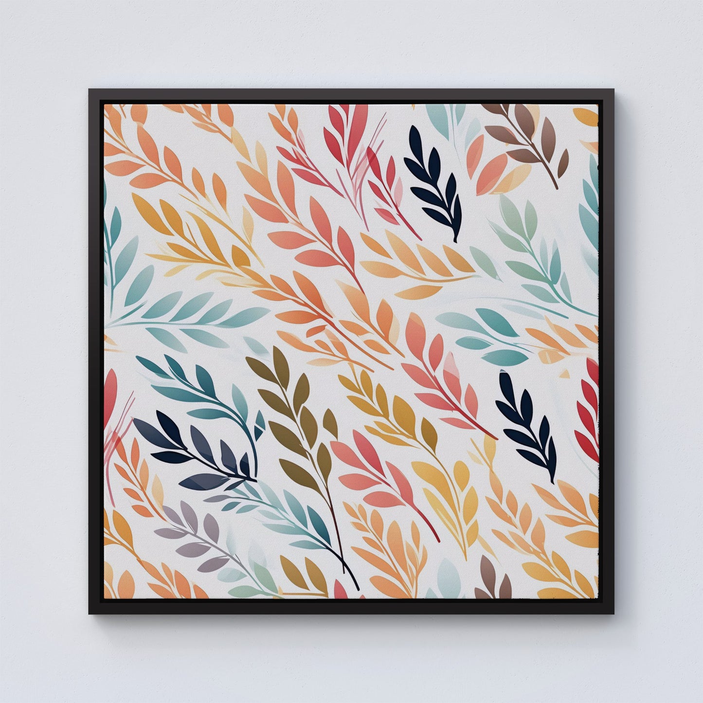 Colouful Sping Leaves Framed Canvas