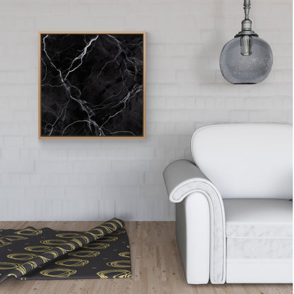 Black Marble Pattern Framed Canvas