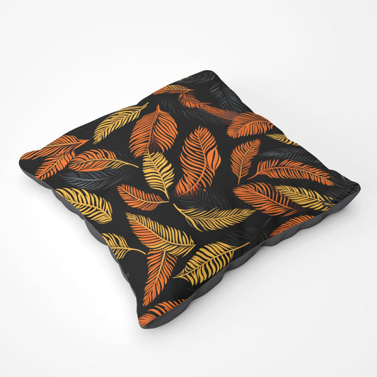 Orange Feather Leaves Floor Cushion