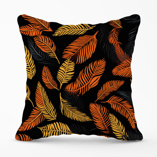 Orange Feather Leaves Outdoor Cushion