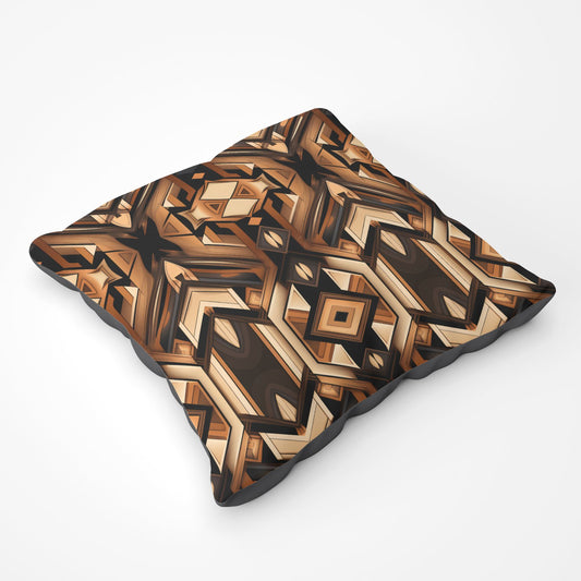 Black And Brown Intricate Pattern Floor Cushion