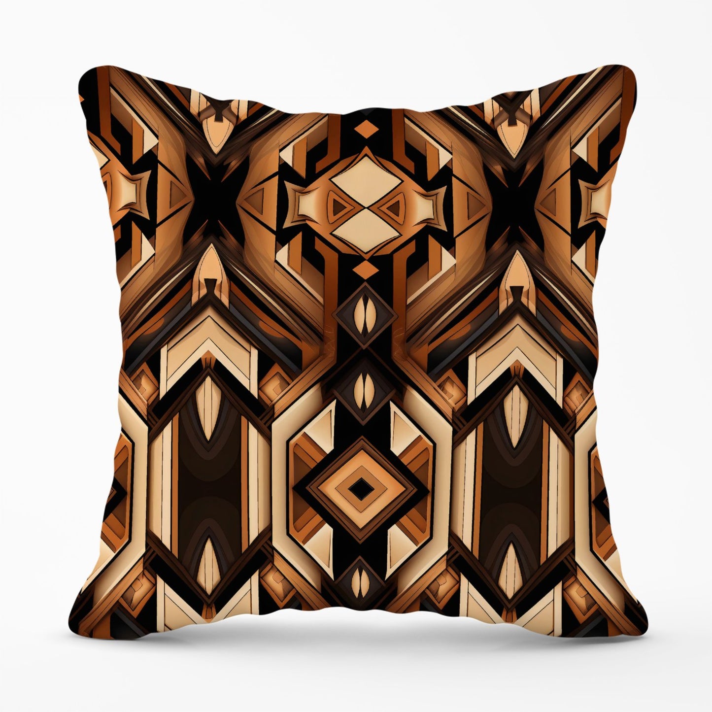 Black And Brown Intricate Pattern Outdoor Cushion