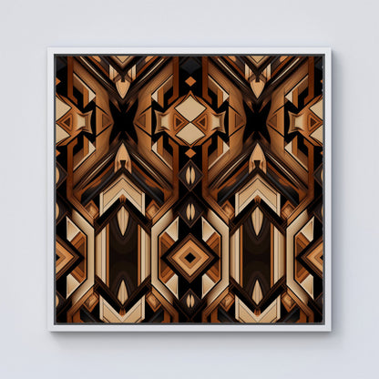 Black And Brown Intricate Pattern Framed Canvas