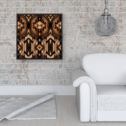 Black And Brown Intricate Pattern Framed Canvas