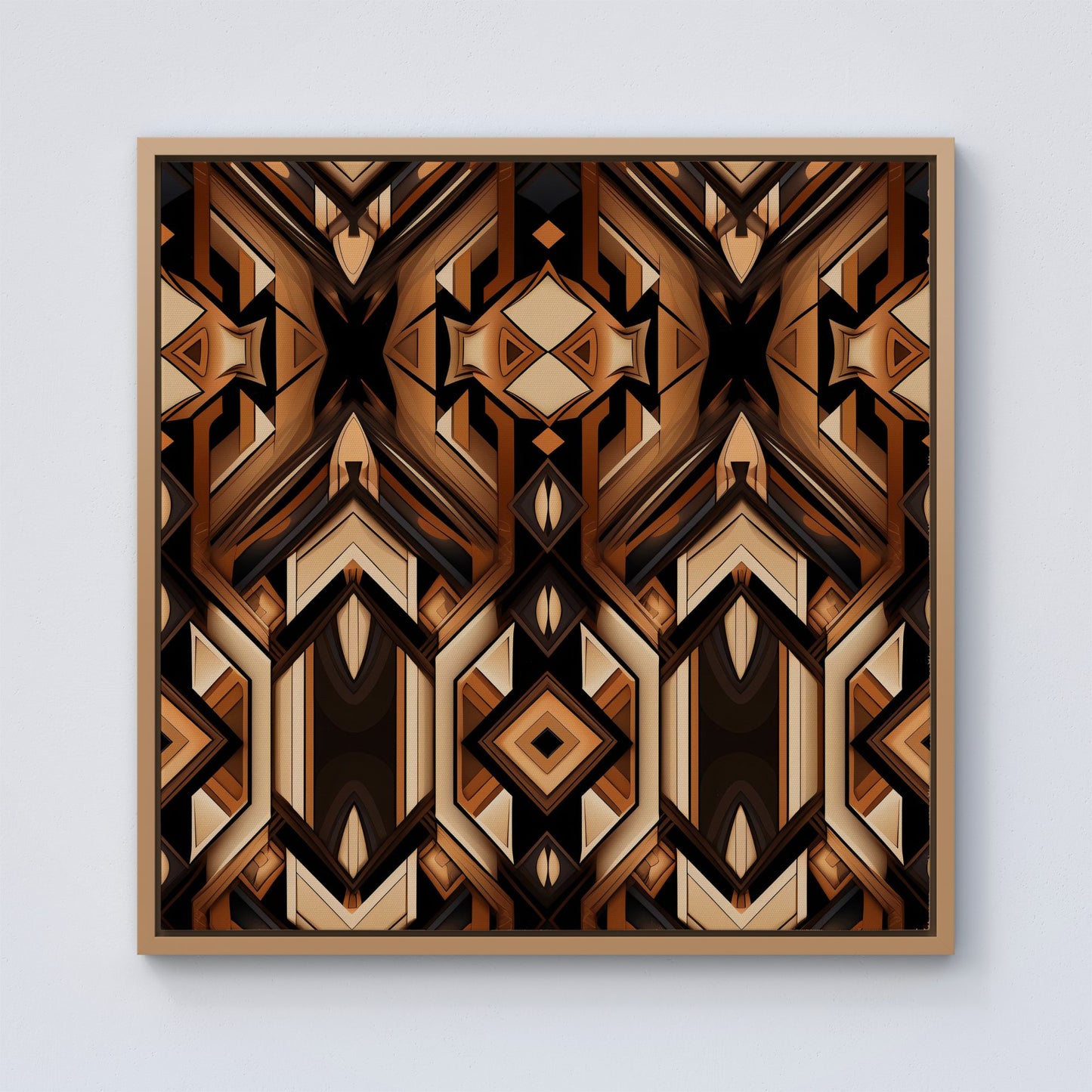 Black And Brown Intricate Pattern Framed Canvas