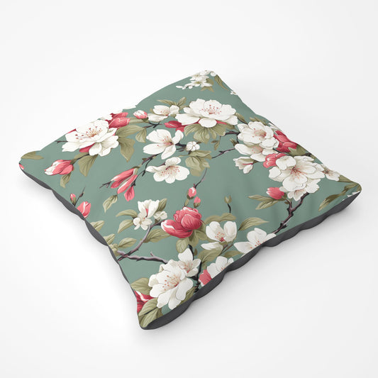 Pink And White Blossom Floor Cushion