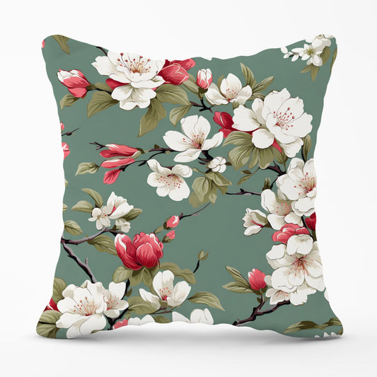 Pink And White Blossom Outdoor Cushion