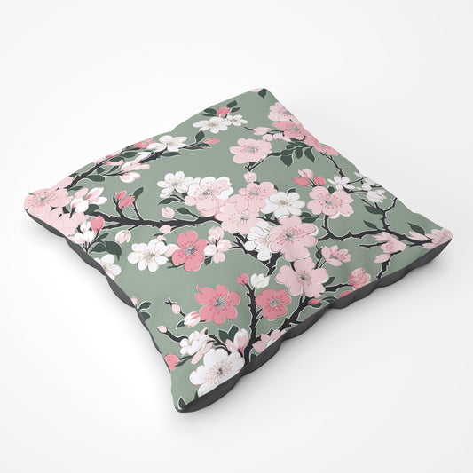 Pink Floral Abstract Pattern Floor Cushion