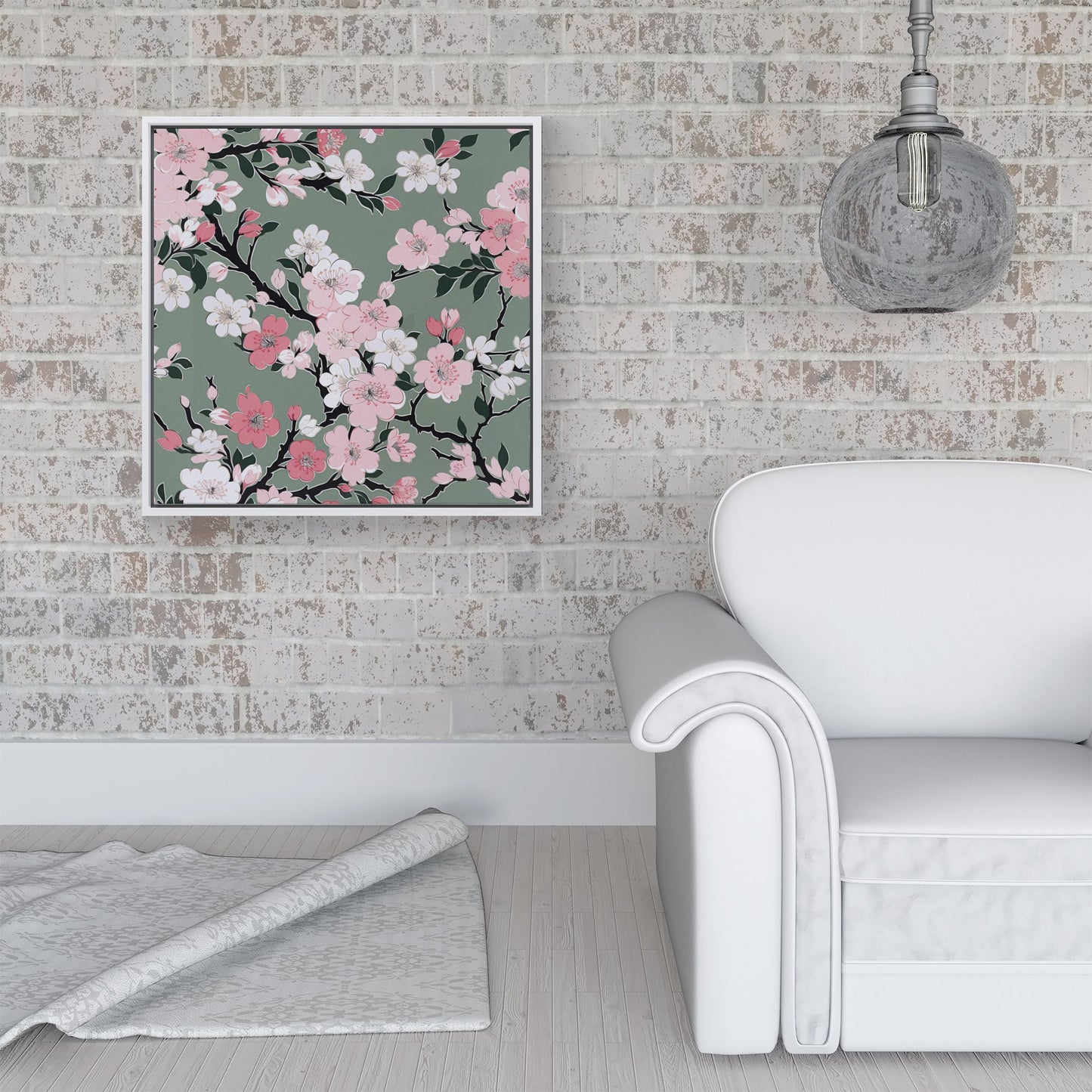 Pink Floral Abstract Pattern Framed Canvas