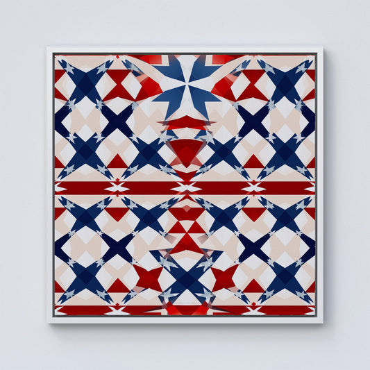 American Flag Abstract Pattern Framed Canvas