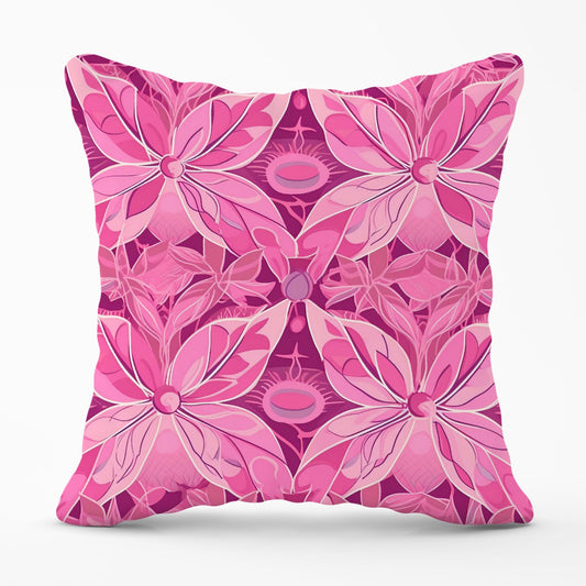 Pink Abstract Floral Design Outdoor Cushion