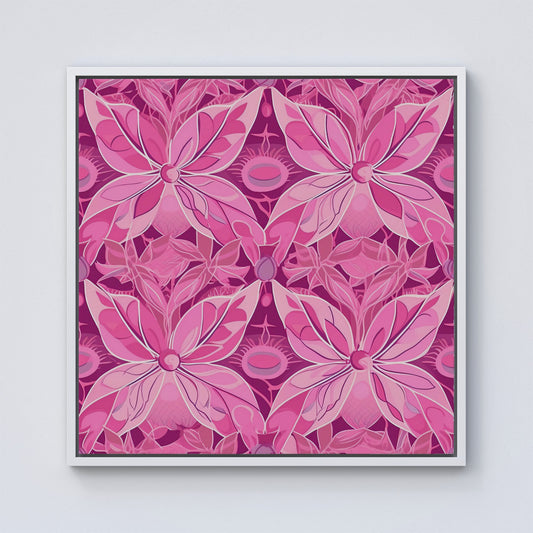 Pink Abstract Floral Design Framed Canvas