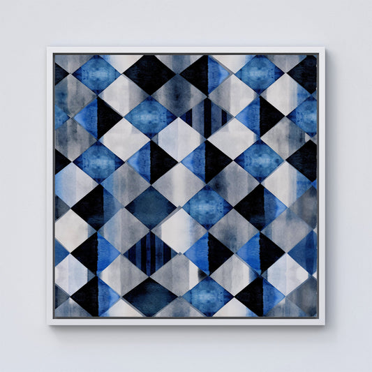 Square Checkered Pattern Framed Canvas