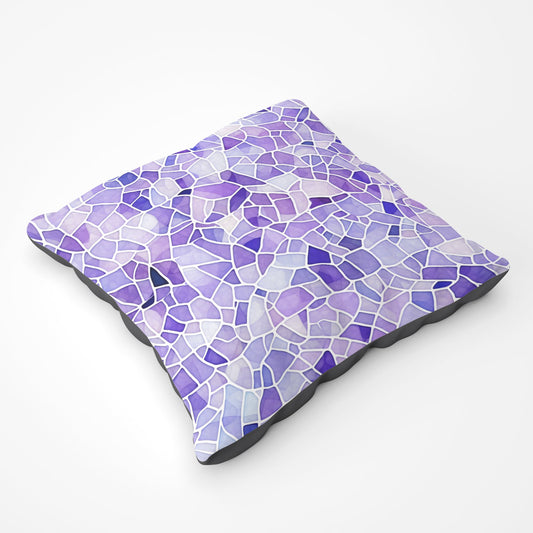 Purple And White Mosaic Design Floor Cushion