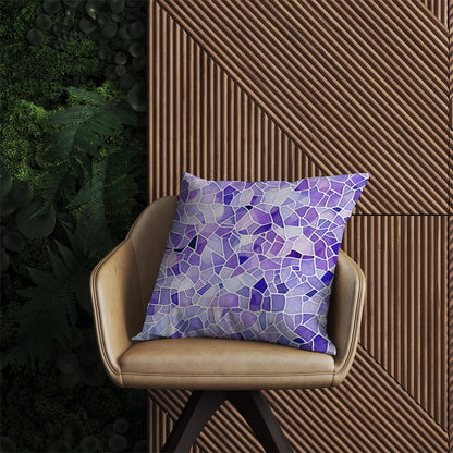 Purple and White Mosaic Design Outdoor Cushion