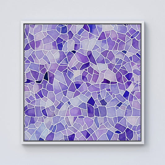 Purple and White Mosaic Design Framed Canvas