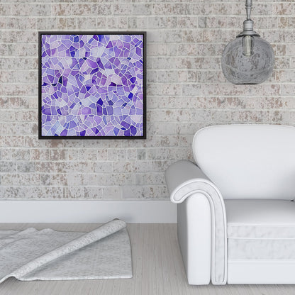 Purple and White Mosaic Design Framed Canvas